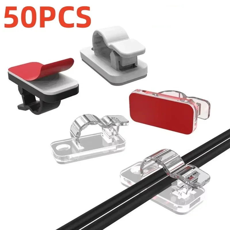Self-adhesive cable management clips