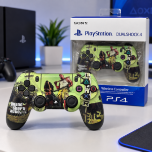 PS4 compatible wireless controller with GTA V graphic design in retail box