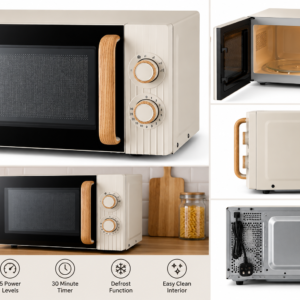 George Home cream Scandi 17L manual microwave