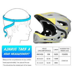 Lixada Kids Detachable Full Face Helmet Children Sports Safety Bike Helmet Protective Gear for Cycle Skateboarding Roller