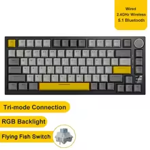 AJAZZ keyboard: Grey Yellow - Tri-mode - Flying Fish Switch
