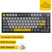 AJAZZ keyboard: Grey Yellow - Tri-mode - Gift Switch