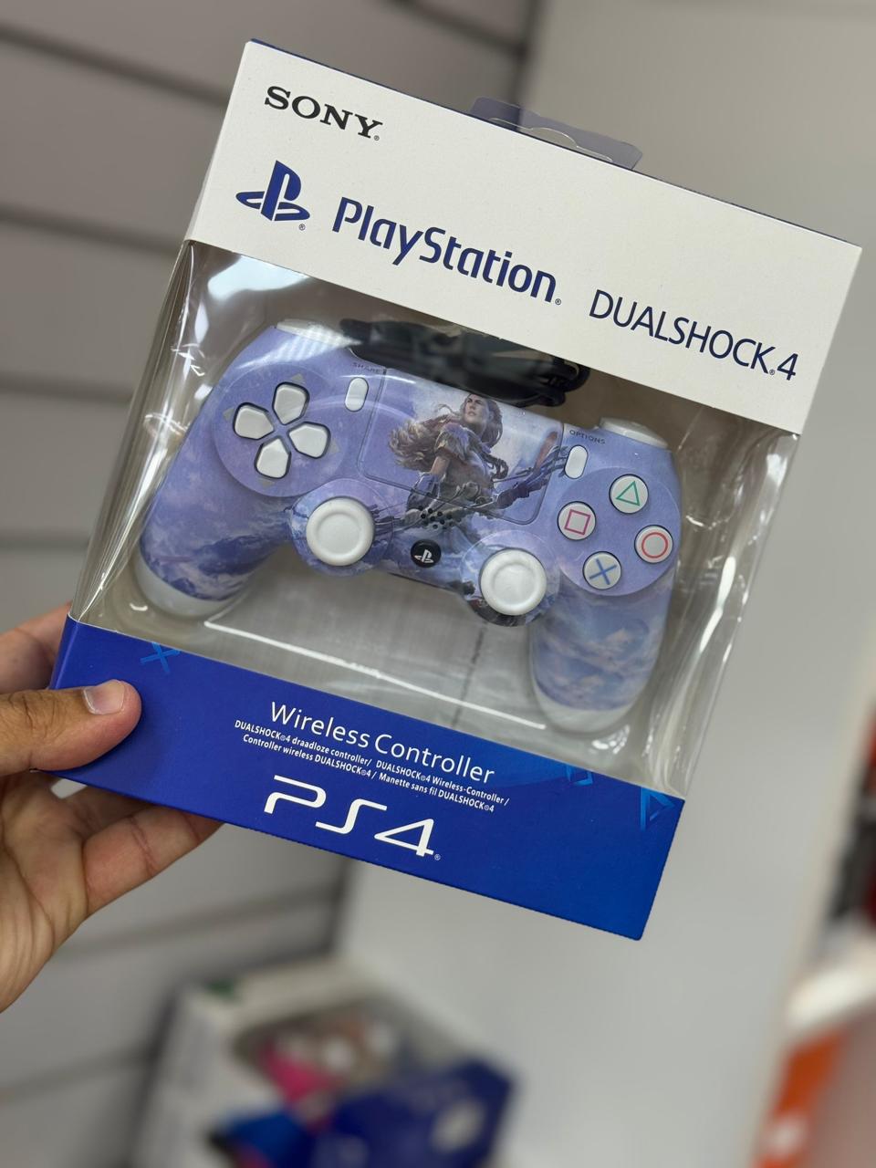 Wireless Controller for PS4 – Purple Archer Graphic in supplied packaging