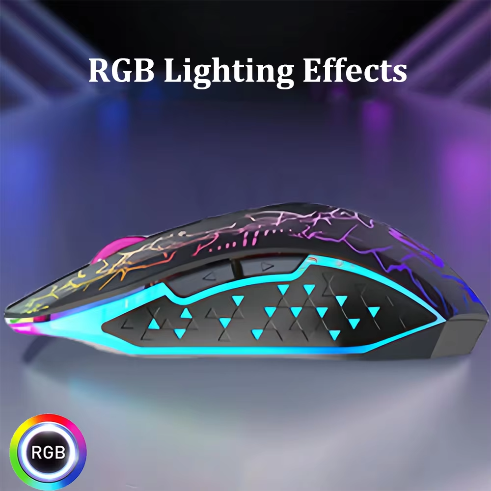 KEBIDUMEI black RGB gaming mouse with Bluetooth and 2.4GHz wireless connectivity